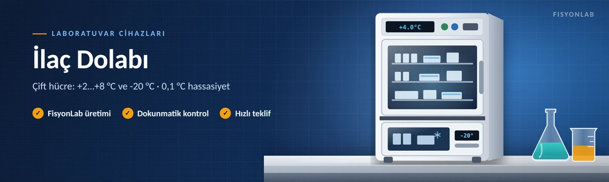 İlaç dolabı: çift hücreli, +4 °C ve -20 °C bölmeli laboratuvar saklama dolabı
