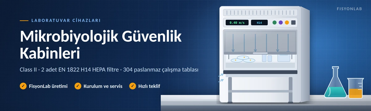 Mikrobiyolojik güvenlik kabini: Class II, H14 HEPA filtreli laboratuvar kabini
