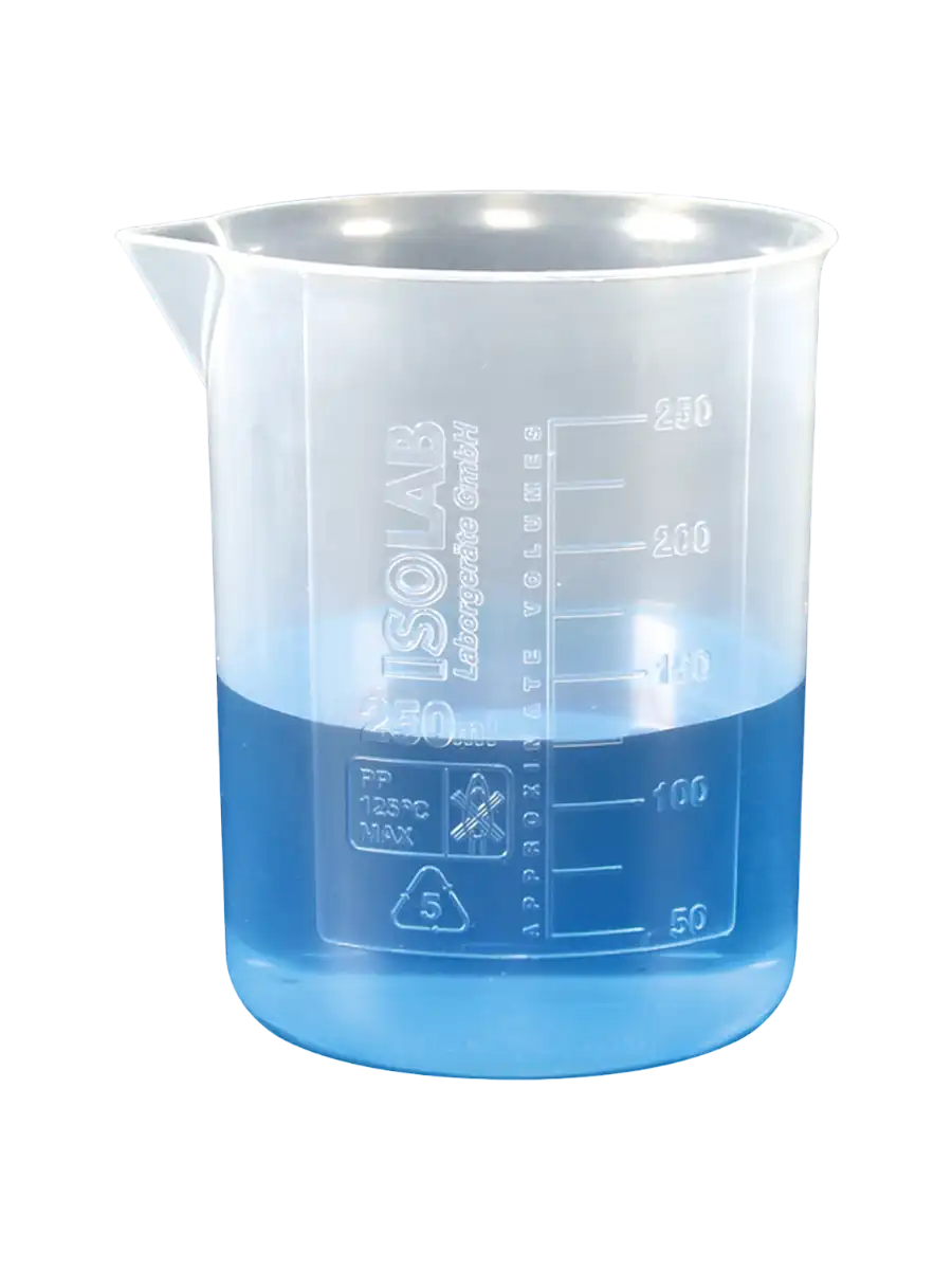 ISOLAB Beher - P.P - Kısa Form - Kabartma Skala - 25 ml