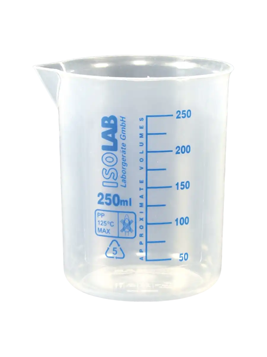 ISOLAB Beher - P.P - Kısa Form - Mavi Skala - 250 ml