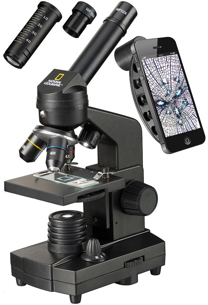 BRESSER National Geographic 40–1280x Mikroskop Akıllı Telefon Tutuculu