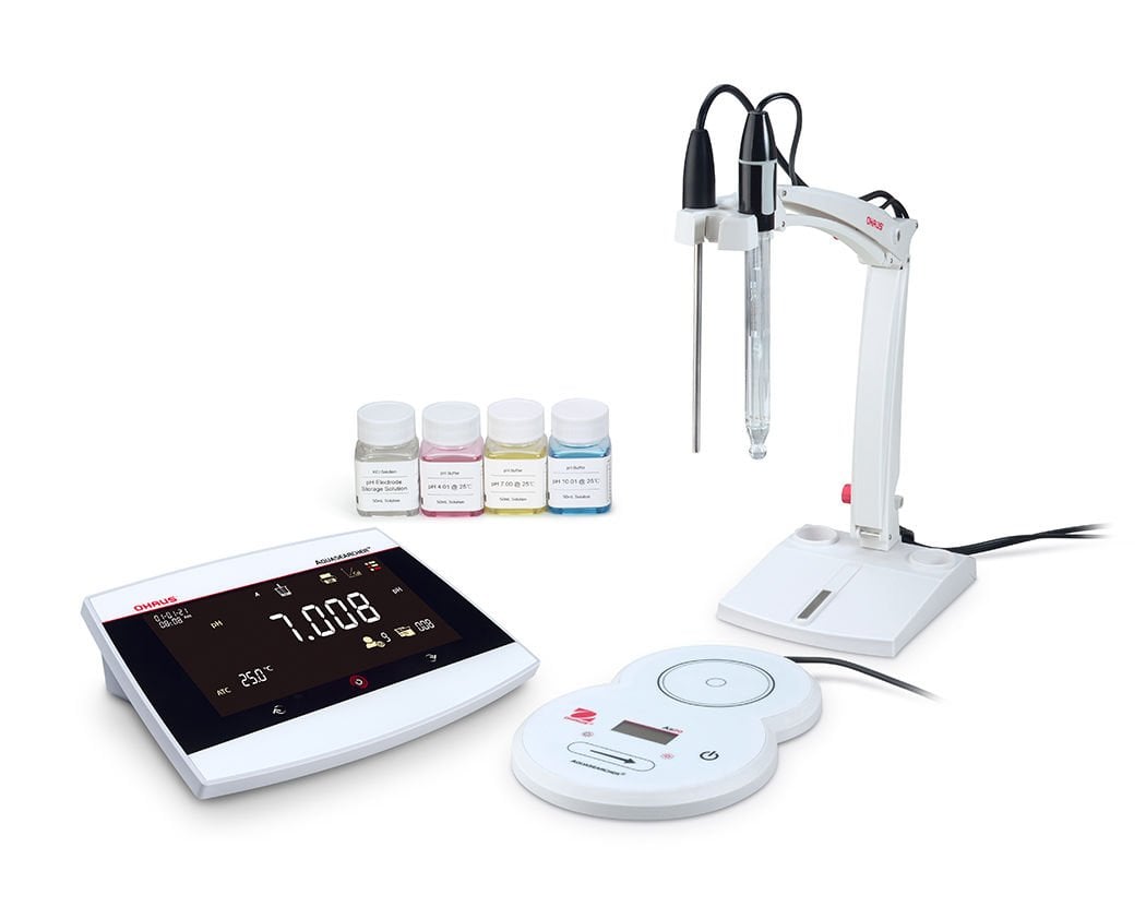 Ohaus a-AB41PH-F Aquasearcher Masa Tipi Ph Metre Seti ( St410 Ph Elektrodu - Sttemp Sıcaklık Probu - Ph Tampon Çözeltileri Mini Set  (4 × 50ml) - Kompakt Karıştıcı As20 )
