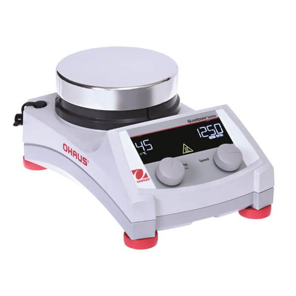 Ohaus e-G51HSRDM Isıtıcılı Manyetik Karıştırıcı 80-1600 rpm / Ort Sıc +5-380°C 20 L 13.5 cm Dairesel Alüminyum Dijital