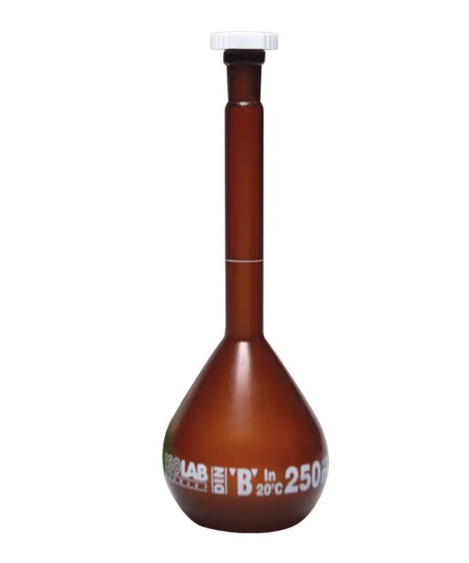 ISOLAB Balon Joje - Standard - Amber - A Kalite - Grup Sertifikalı - Beyaz Skala - 100 mL - NS 12/21