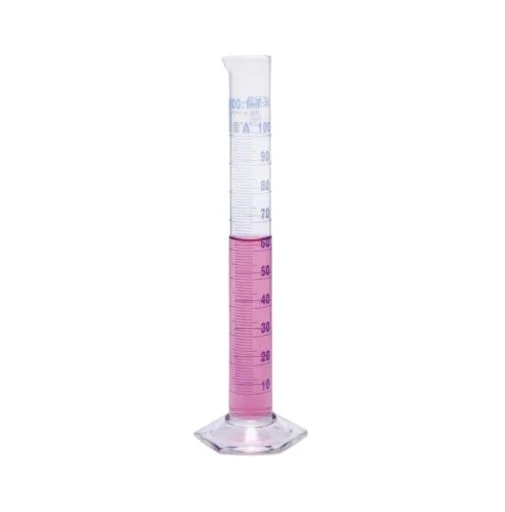 ISOLAB Mezür - Uzun Form - Hexagonal Cam Tabanlı - A Kalite - Grup Sertifikalı - Mavi Skala - 250 ml