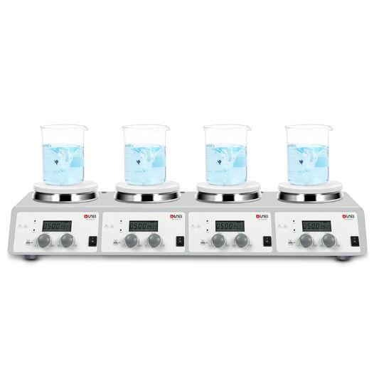 DLab MS-H340-S4 4 Bölmeli Isıtıcılı Manyetik Karıştırıcı 1.500 rpm 340 ℃ 4 x 10 Litre