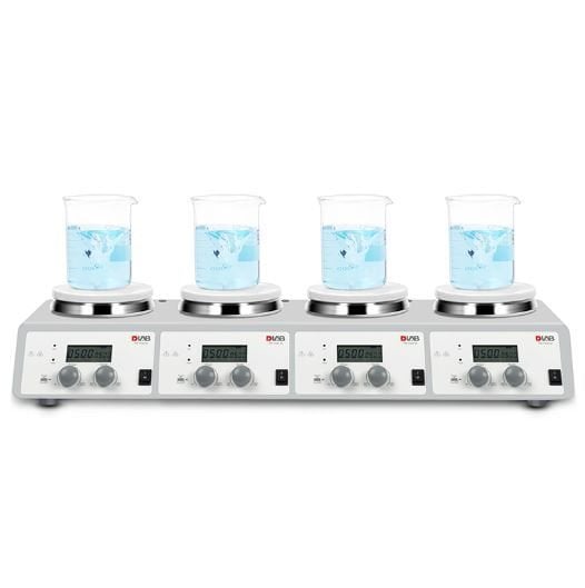 DLab MS-H340-S4 4 Bölmeli Isıtıcılı Manyetik Karıştırıcı 1.500 rpm 340 ℃ 4 x 10 Litre