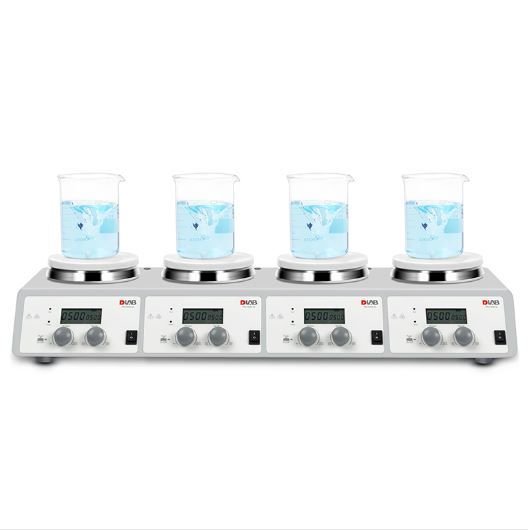 DLab MS-H340-S4 Set 4 Bölmeli Isıtıcılı Manyetik Karıştırıcı 1.500 rpm 340 ℃ 4 x 10 Litre ( Sıcaklık Sensörü ve Stand Dahildir )