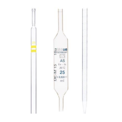 ISOLAB Pipet - Cam - Bullu - AS Kalite - Grup Sertifikalı - Mavi Skala - 25 ml