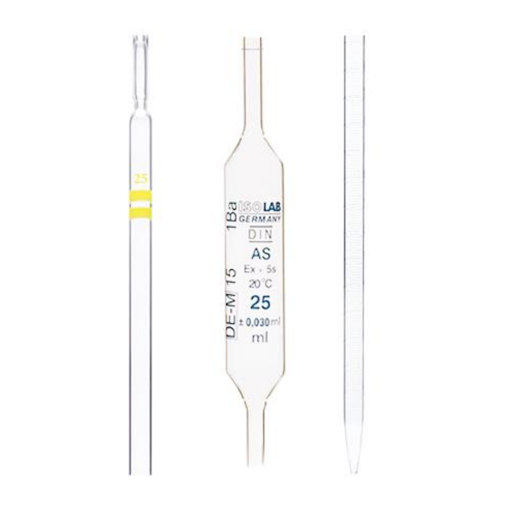 ISOLAB Pipet - Cam - Bullu - AS Kalite - Grup Sertifikalı - Mavi Skala - 50 ml